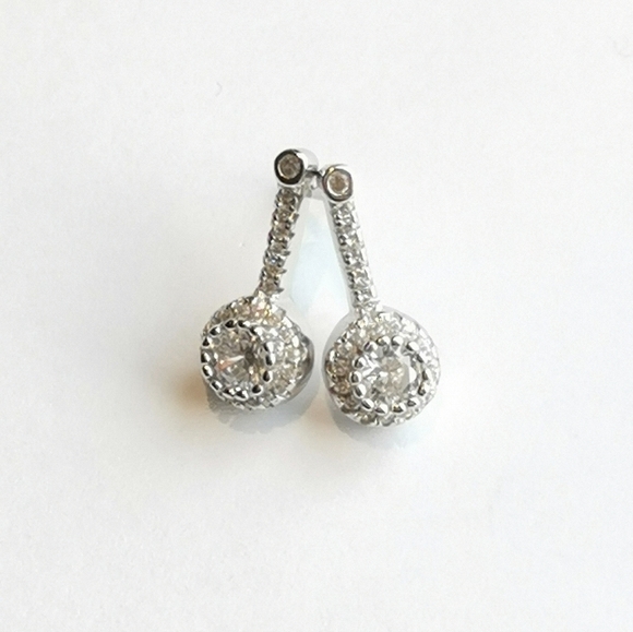 Sterling silver cz drop stud earrings - Picture 7 of 7